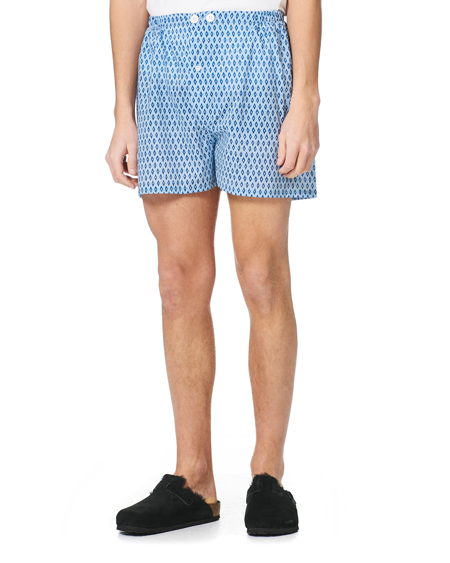 Herr | Pyjamas & Morgonrockar | Derek Rose | Shortie Printed Cotton Pyjama Set Blue