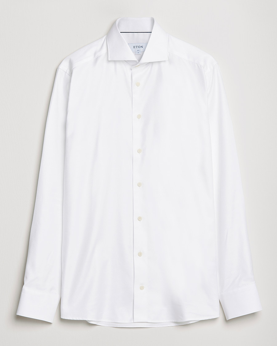 Herr | Skjortor | Eton | Cotton Lyocell Stretch Wide Spread Shirt White