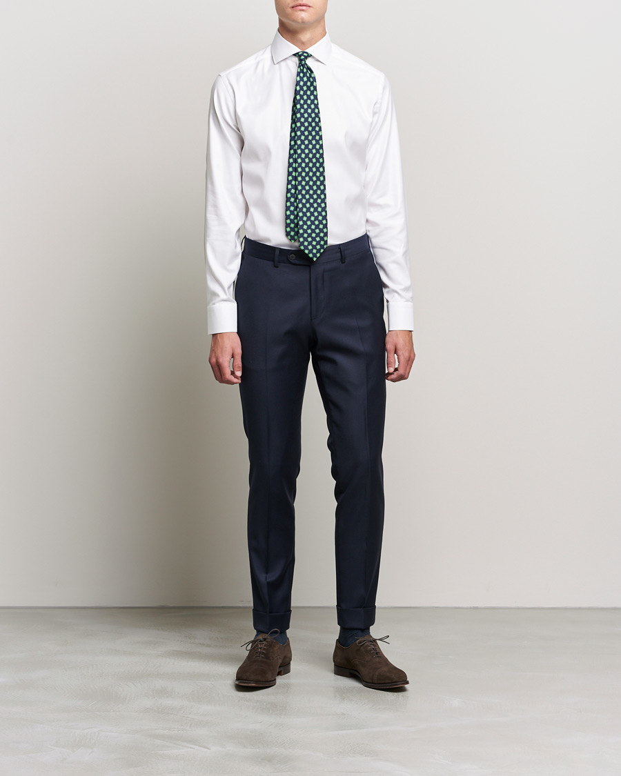 Herr | Skjortor | Eton | Cotton Lyocell Stretch Wide Spread Shirt White