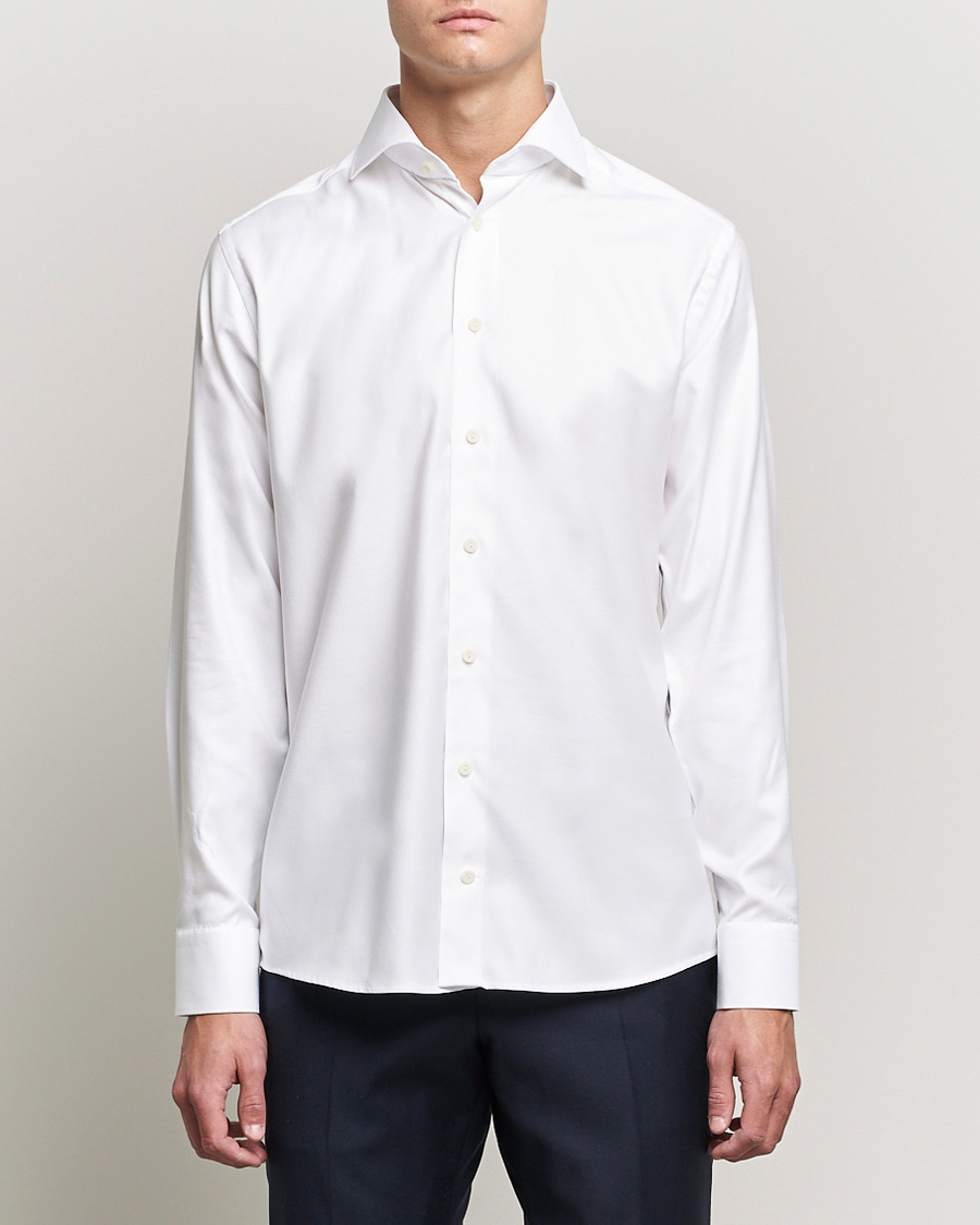 Herr | Skjortor | Eton | Cotton Lyocell Stretch Wide Spread Shirt White