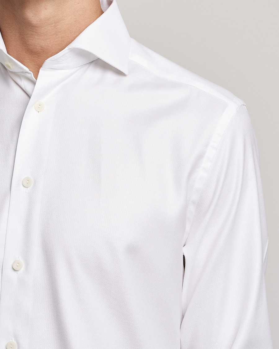 Herr | Skjortor | Eton | Cotton Lyocell Stretch Wide Spread Shirt White