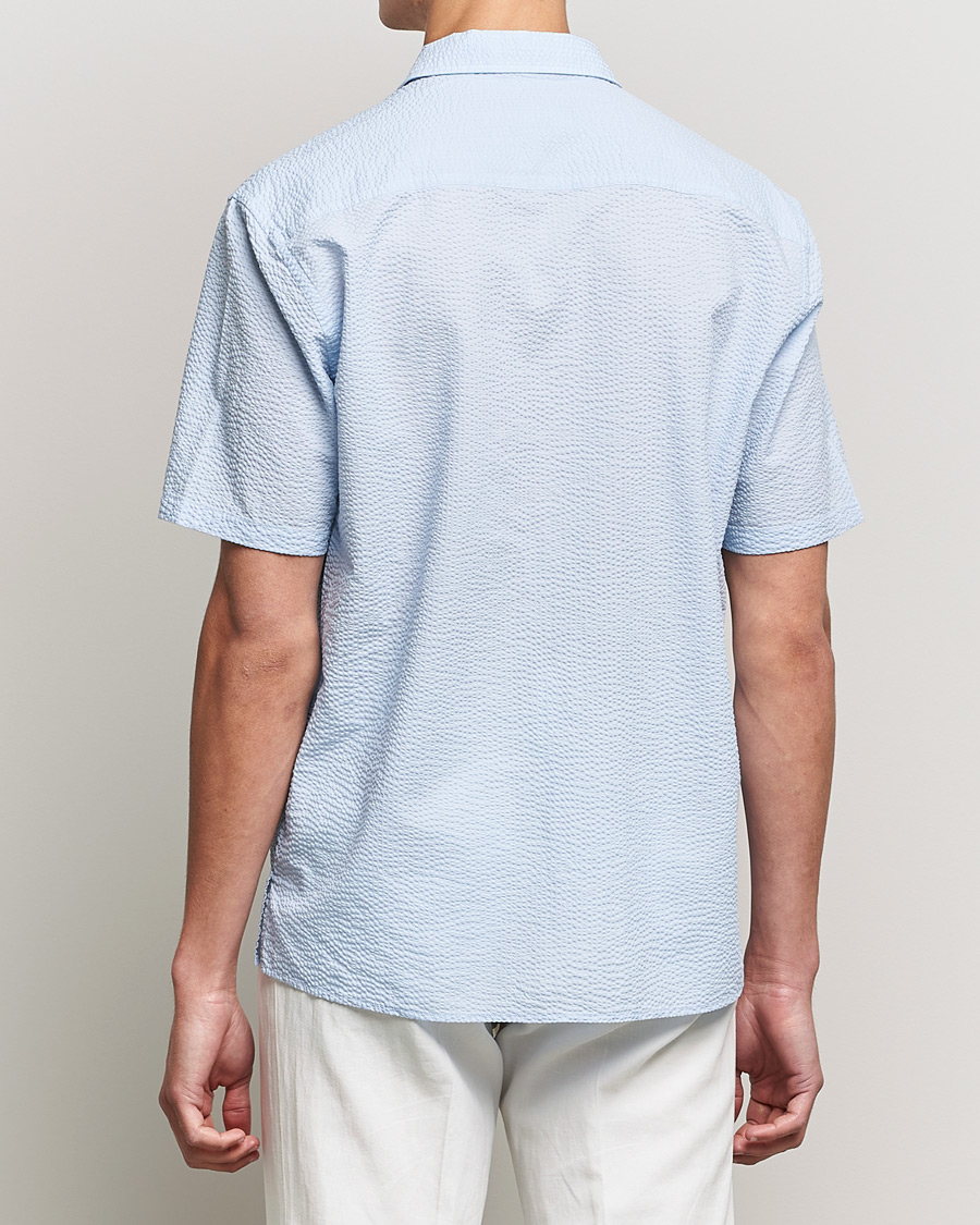 Herr | Skjortor | Eton | Seersucker Short Sleeve Shirt Light Blue