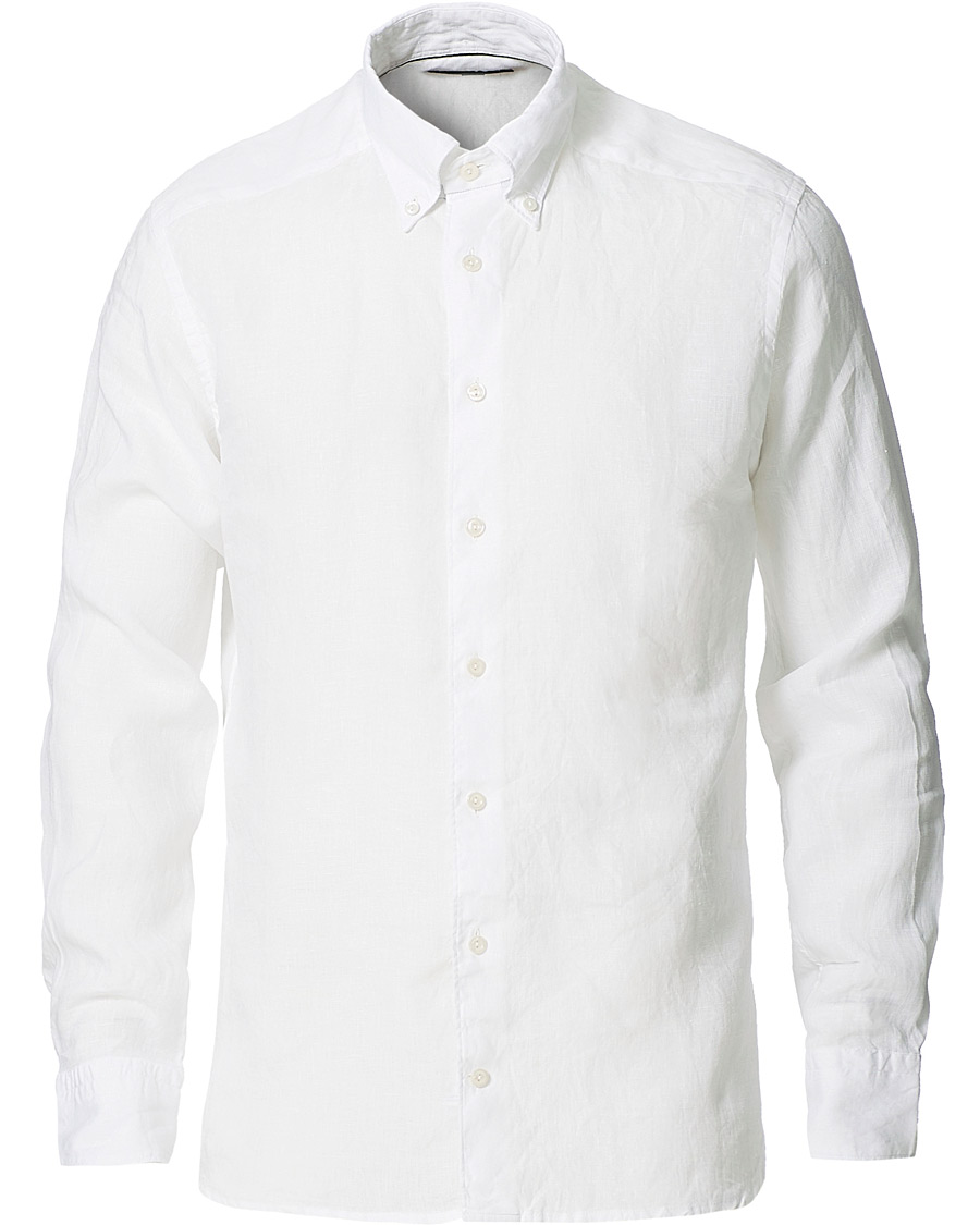 Herr | Skjortor | Eton | Slim Fit Button Down Linen Shirt White
