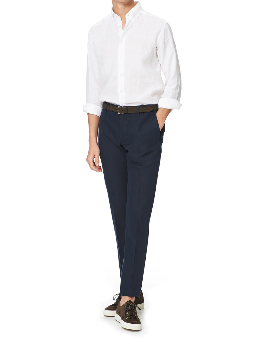 Herr | Skjortor | Eton | Slim Fit Button Down Linen Shirt White