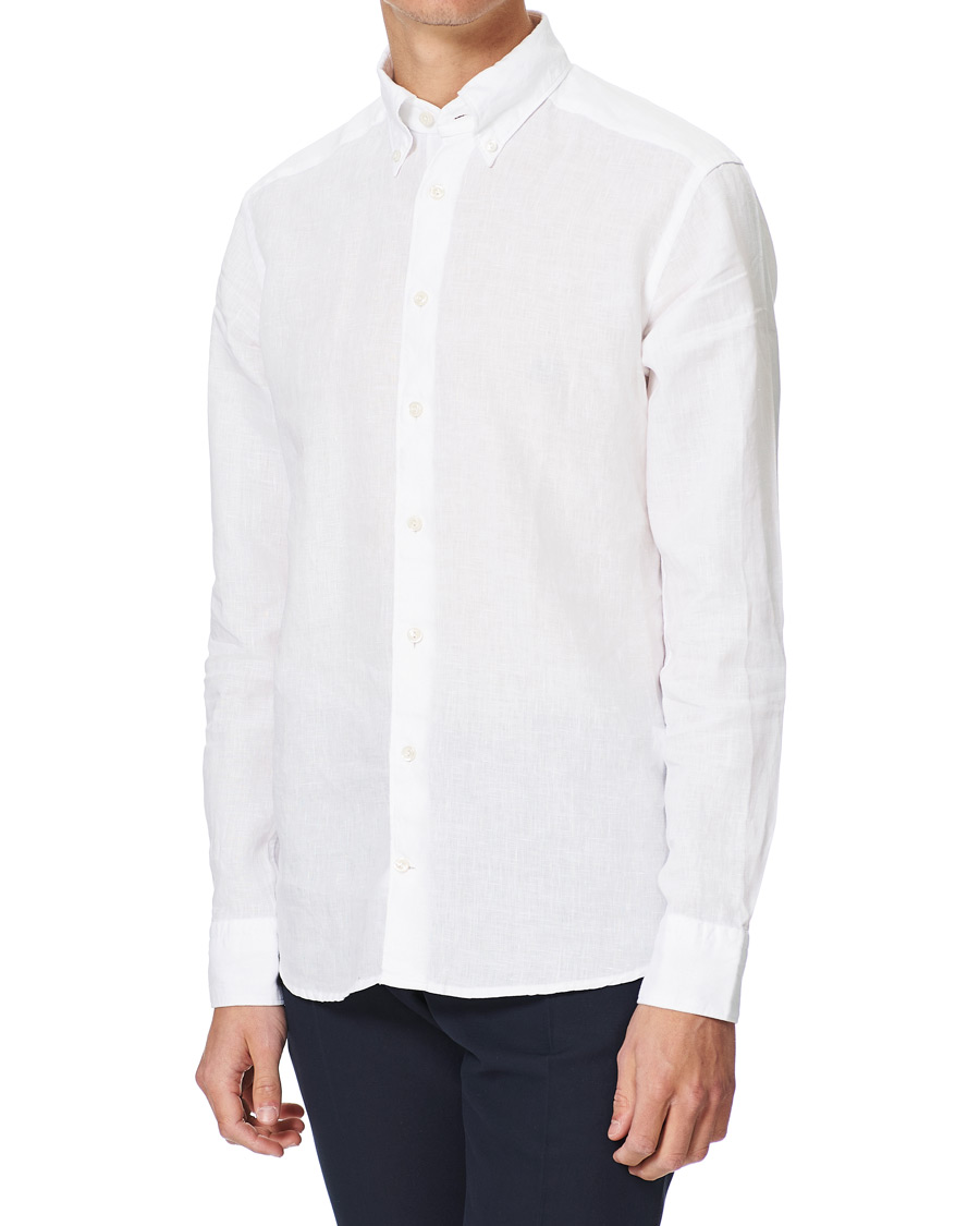 Herr | Skjortor | Eton | Slim Fit Button Down Linen Shirt White