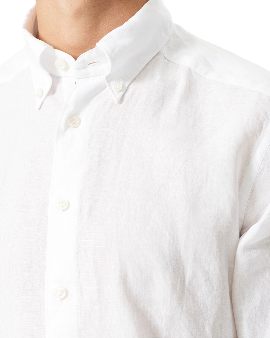 Herr | Skjortor | Eton | Slim Fit Button Down Linen Shirt White