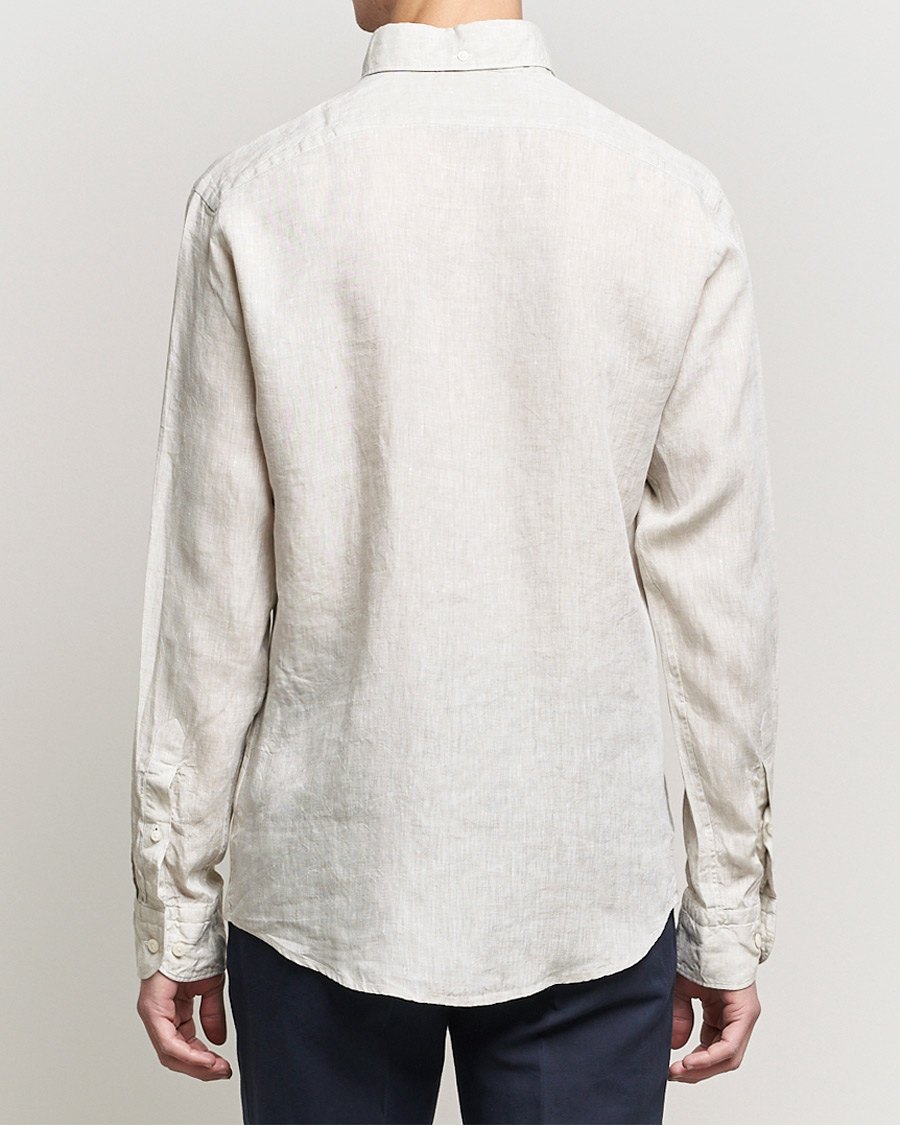 Herr | Skjortor | Eton | Slim Fit Button Down Linen Shirt Beige