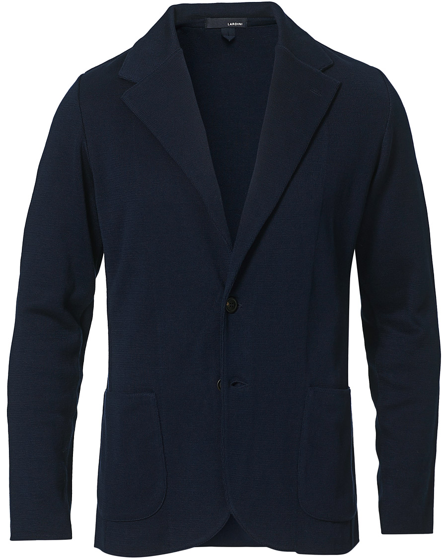 Herr | Kavajer | Lardini | Knitted Cotton Blazer Navy
