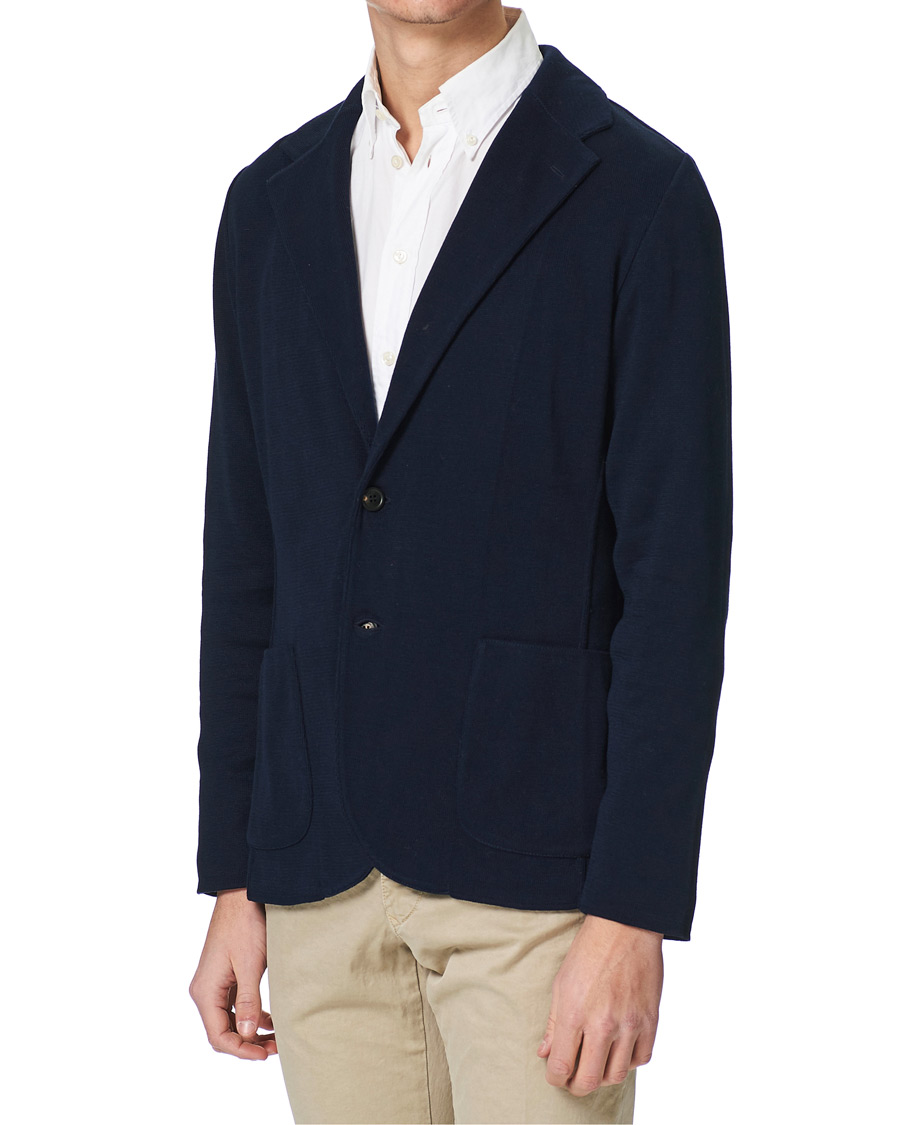 Herr | Kavajer | Lardini | Knitted Cotton Blazer Navy