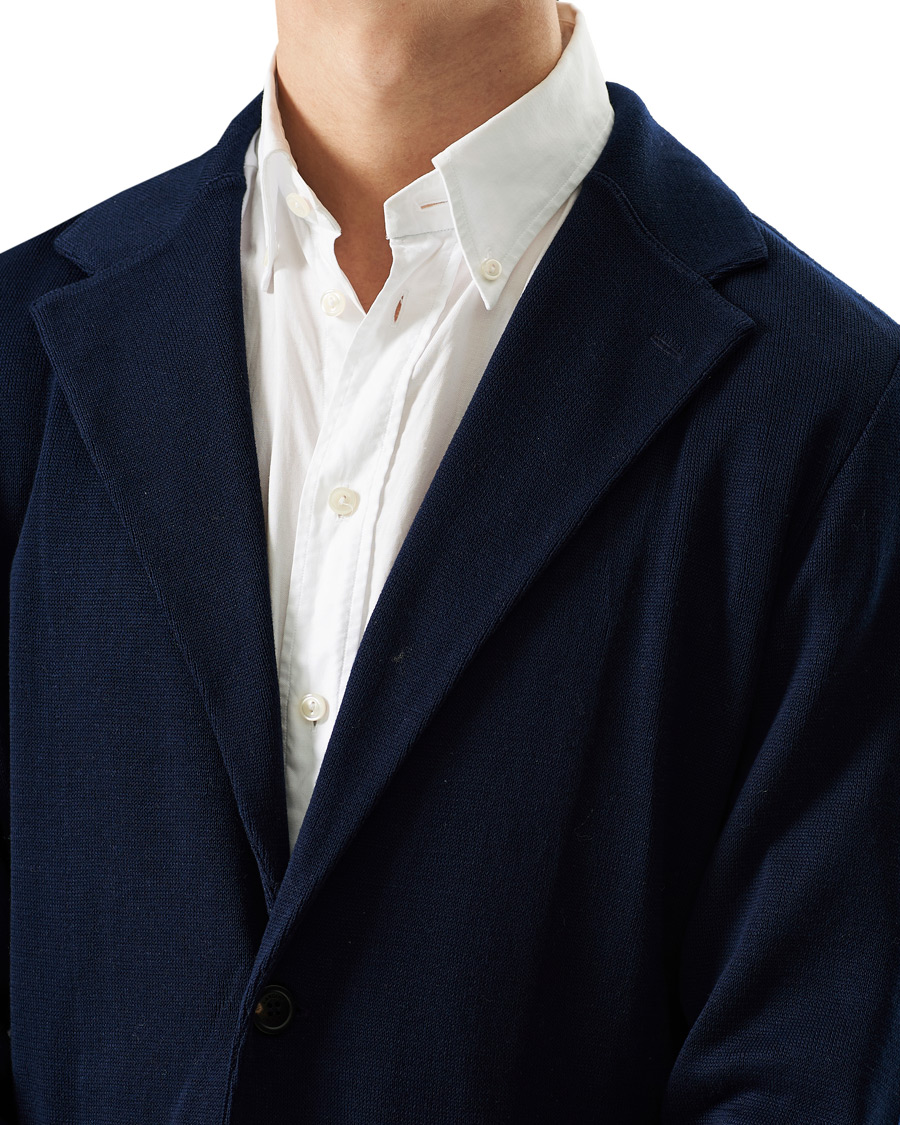 Herr | Kavajer | Lardini | Knitted Cotton Blazer Navy