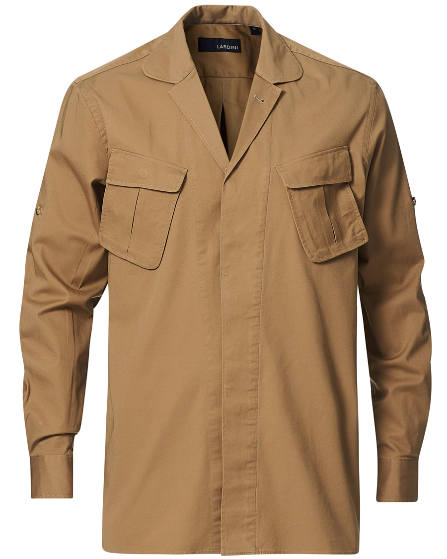 Herr | Skjortor | Lardini | Cotton Safari Pocket Overshirt Sand