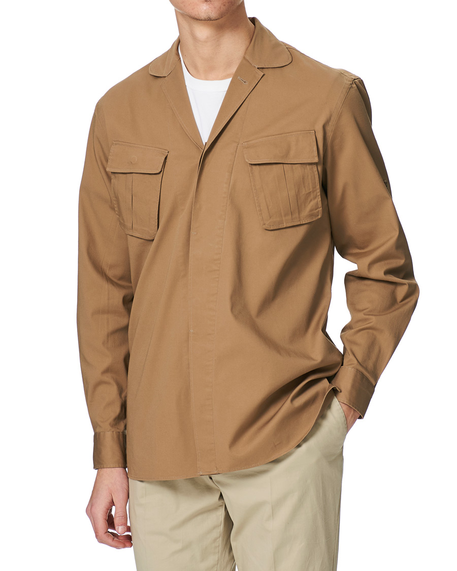 Herr | Skjortor | Lardini | Cotton Safari Pocket Overshirt Sand