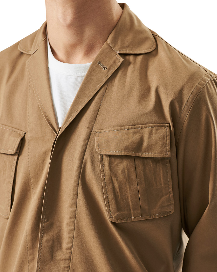 Herr | Skjortor | Lardini | Cotton Safari Pocket Overshirt Sand