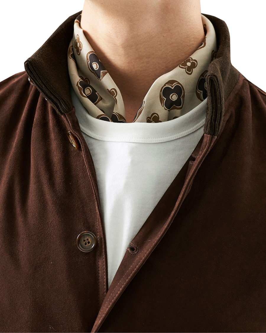 Herr | Lardini Printed Silk/Cotton Scarf Beige | Lardini | Printed Silk/Cotton Scarf Beige