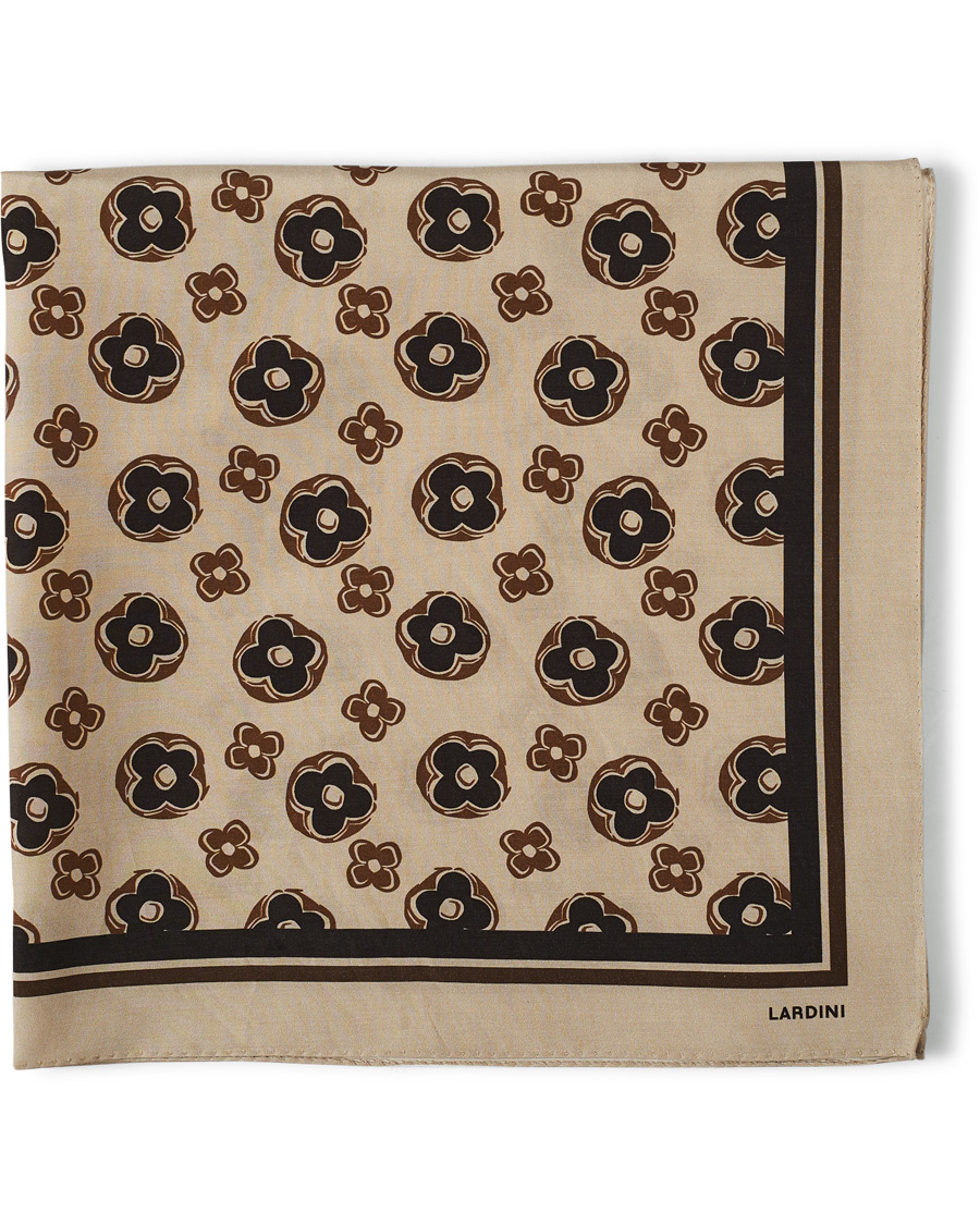 Herr | Lardini Printed Silk/Cotton Scarf Beige | Lardini | Printed Silk/Cotton Scarf Beige