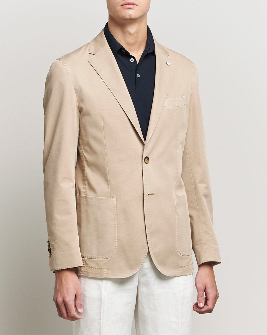 Herr | Kavajer | L.B.M. 1911 | Jack Regular Fit Cotton Stretch Blazer Sand