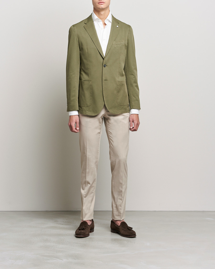 Herr | Kavajer | L.B.M. 1911 | Jack Regular Fit Cotton Stretch Blazer Olive