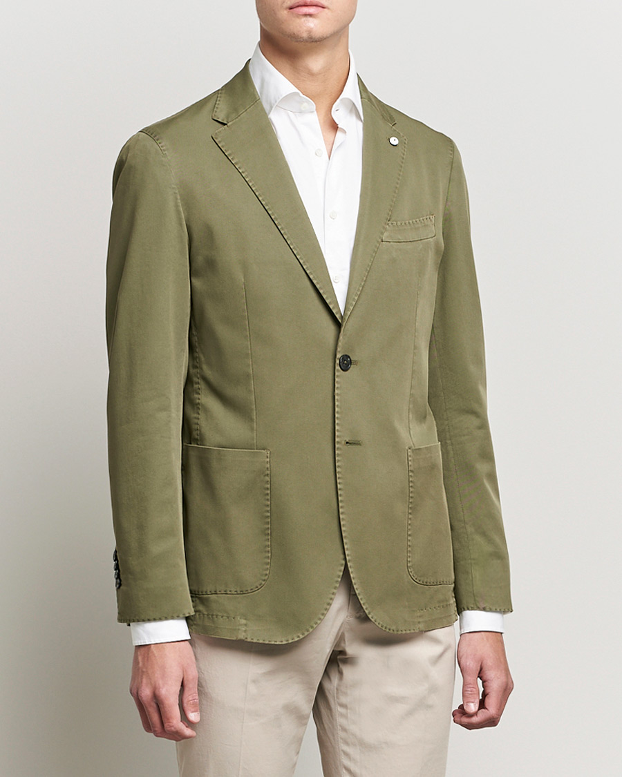 Herr | Kavajer | L.B.M. 1911 | Jack Regular Fit Cotton Stretch Blazer Olive