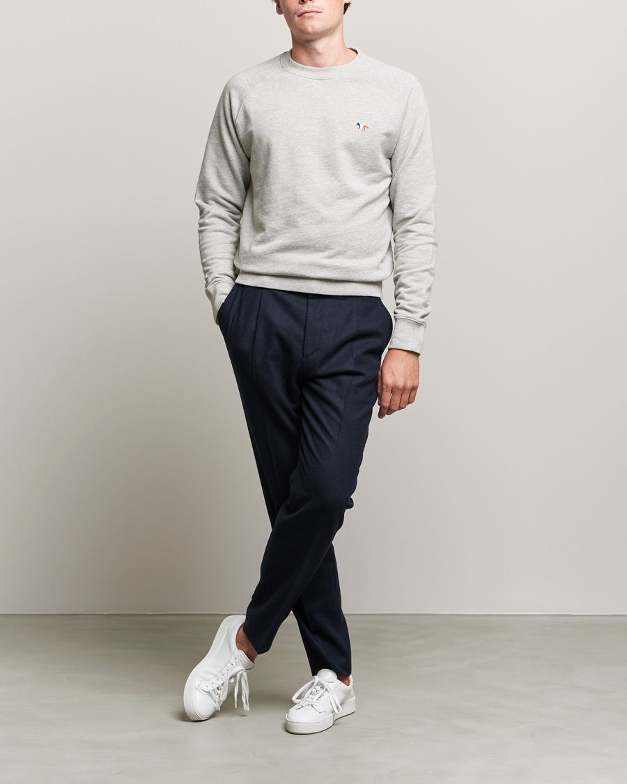 Herr | Tröjor | Maison Kitsuné | Tricolor Fox Sweatshirt Grey Melange