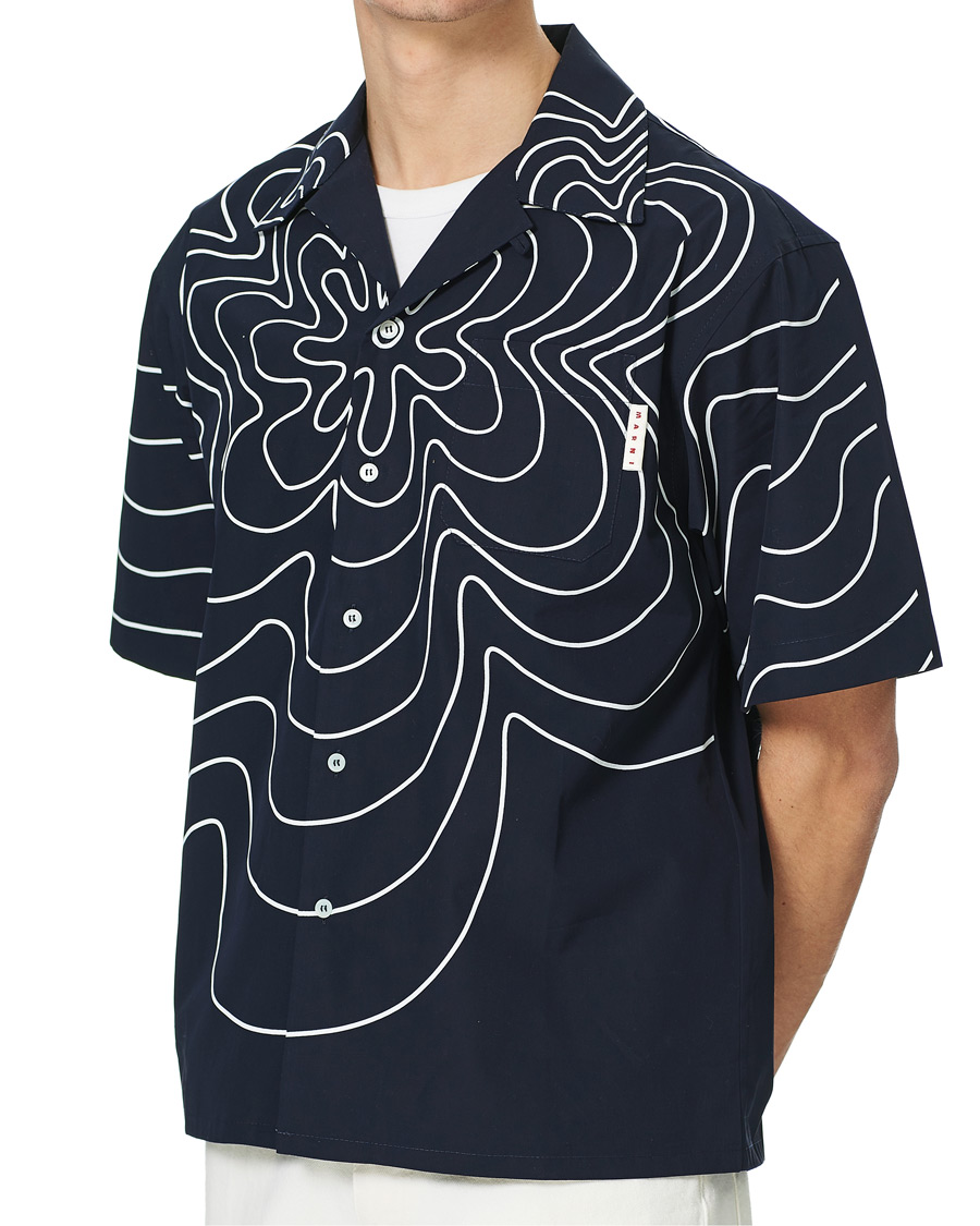 Herr | Skjortor | Marni | Flower Print Bowling Shirt Navy