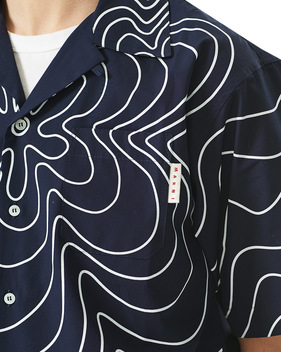 Herr | Skjortor | Marni | Flower Print Bowling Shirt Navy