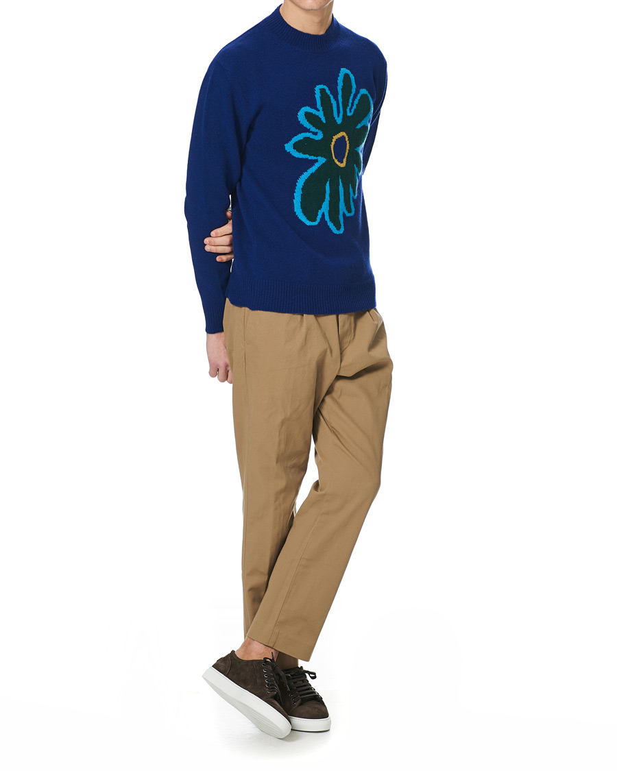 Herr | Tröjor | Marni | Cashmere Flower Sweater Dark Blue