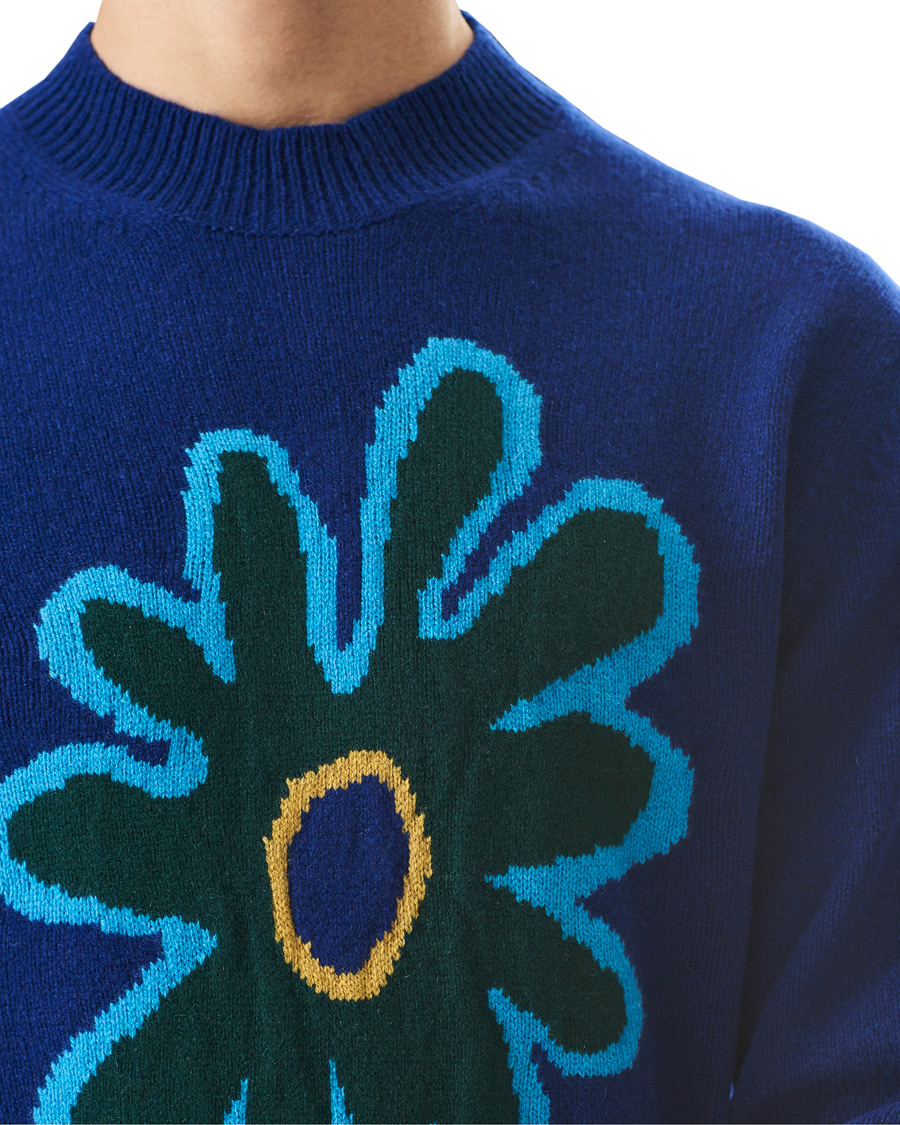 Herr | Tröjor | Marni | Cashmere Flower Sweater Dark Blue