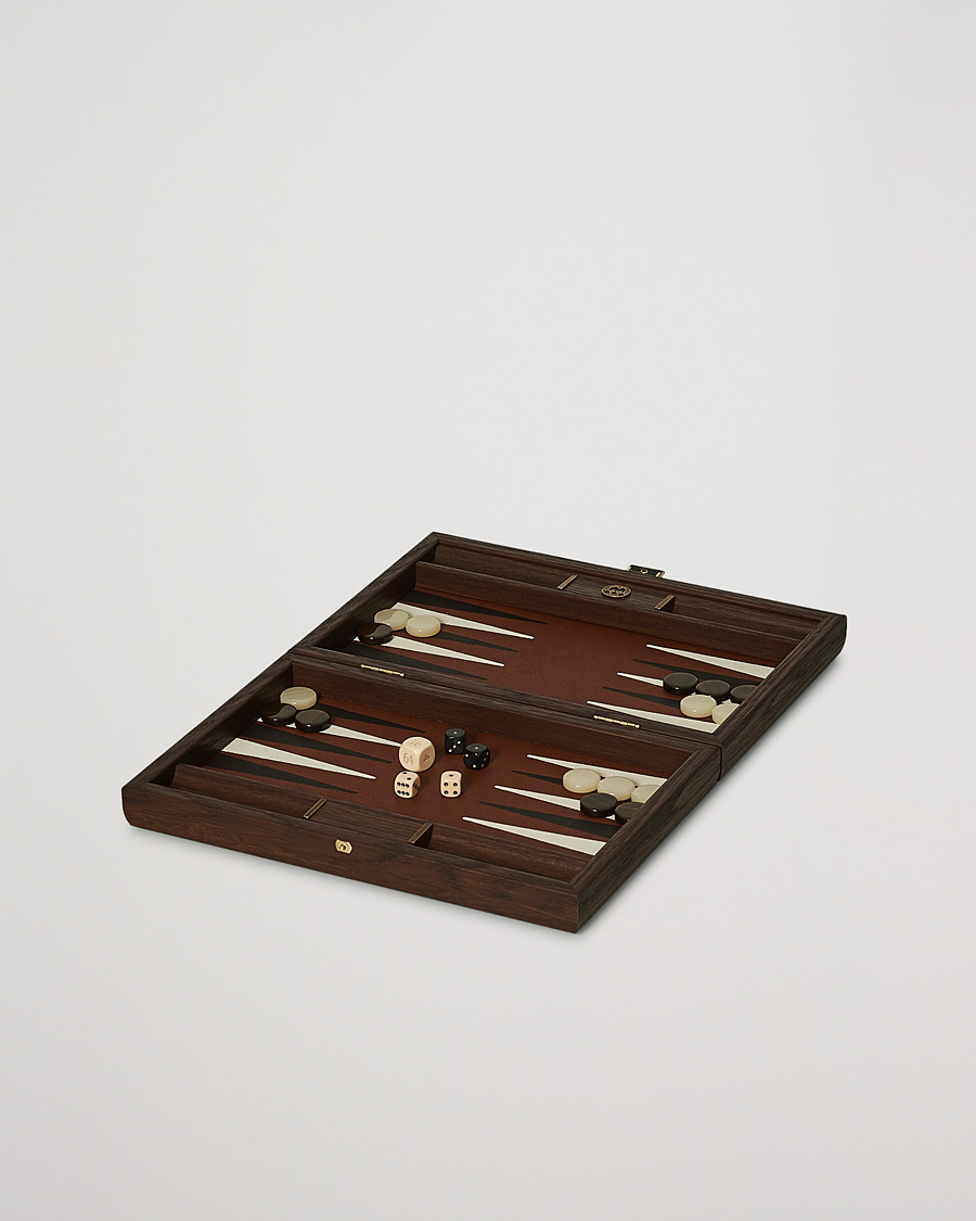Herr | Spel & fritid | Manopoulos | Small Leatherette Backgammon Set Caramel Brown