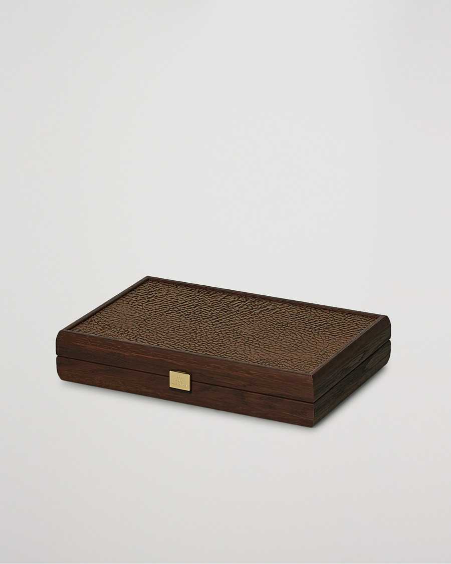 Herr | Till den hemmakära | Manopoulos | Small Leatherette Backgammon Set Caramel Brown