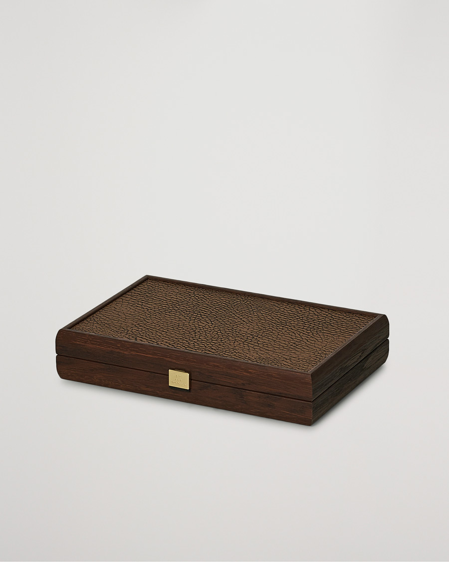 Herr | Spel & fritid | Manopoulos | Small Leatherette Backgammon Set Caramel Brown