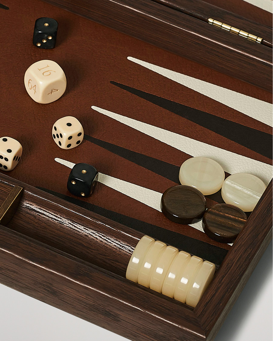 Herr | Spel & fritid | Manopoulos | Small Leatherette Backgammon Set Caramel Brown