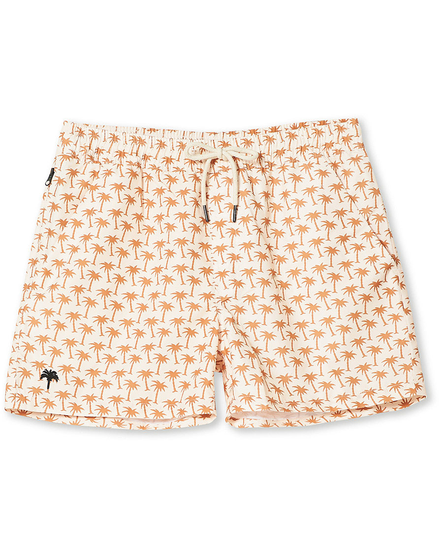 Herr | Badbyxor | OAS | Printed Swim Shorts Beige Palm