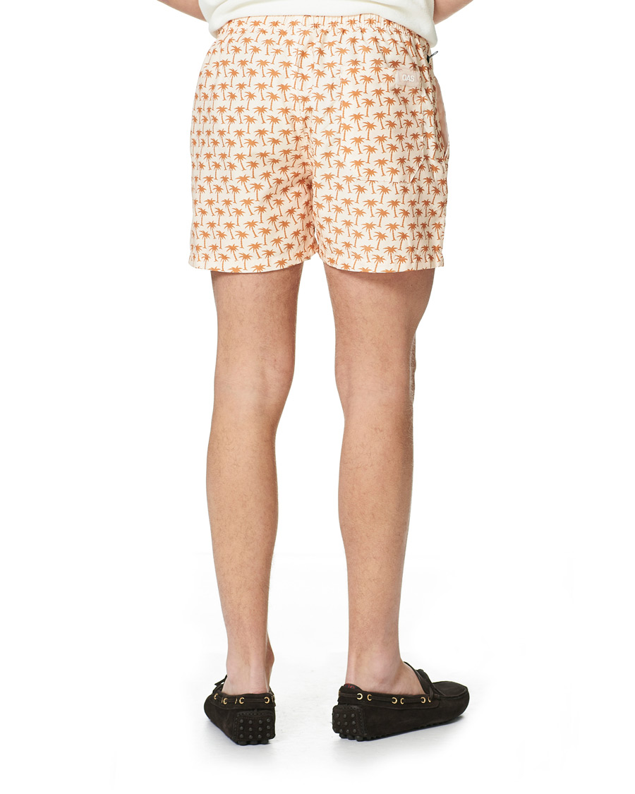 Herr | Badbyxor | OAS | Printed Swim Shorts Beige Palm