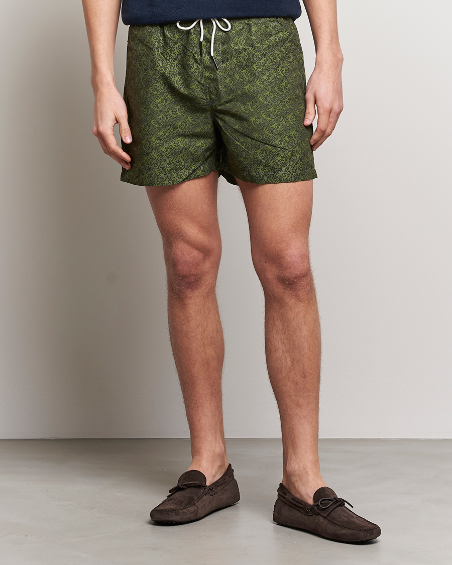 Herr | Badbyxor | OAS | Printed Swimshorts Green Squiggle
