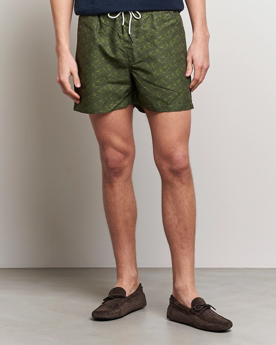 Herr | Badbyxor | OAS | Printed Swimshorts Green Squiggle