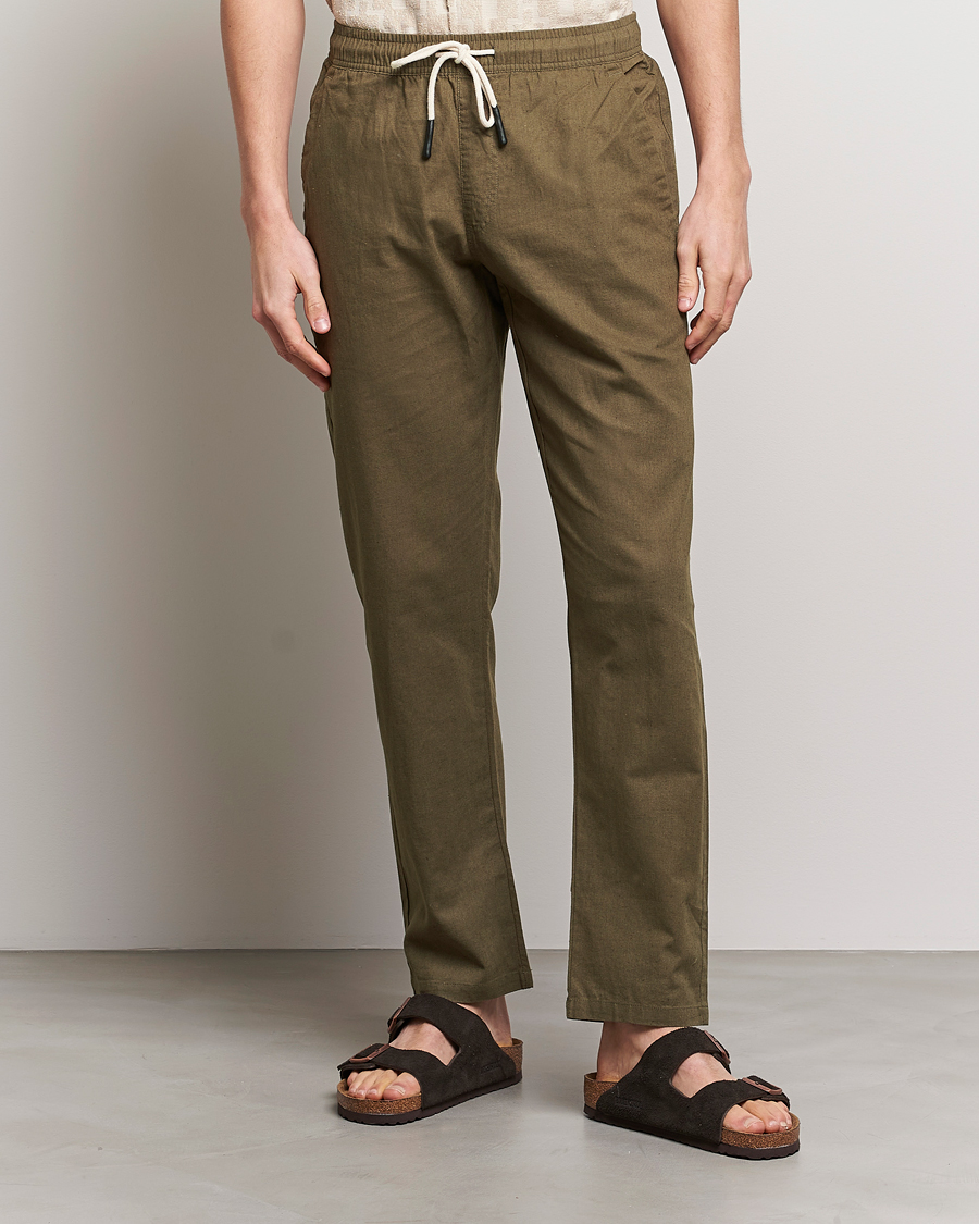 Herr | Byxor | OAS | Linen Long Pants Army