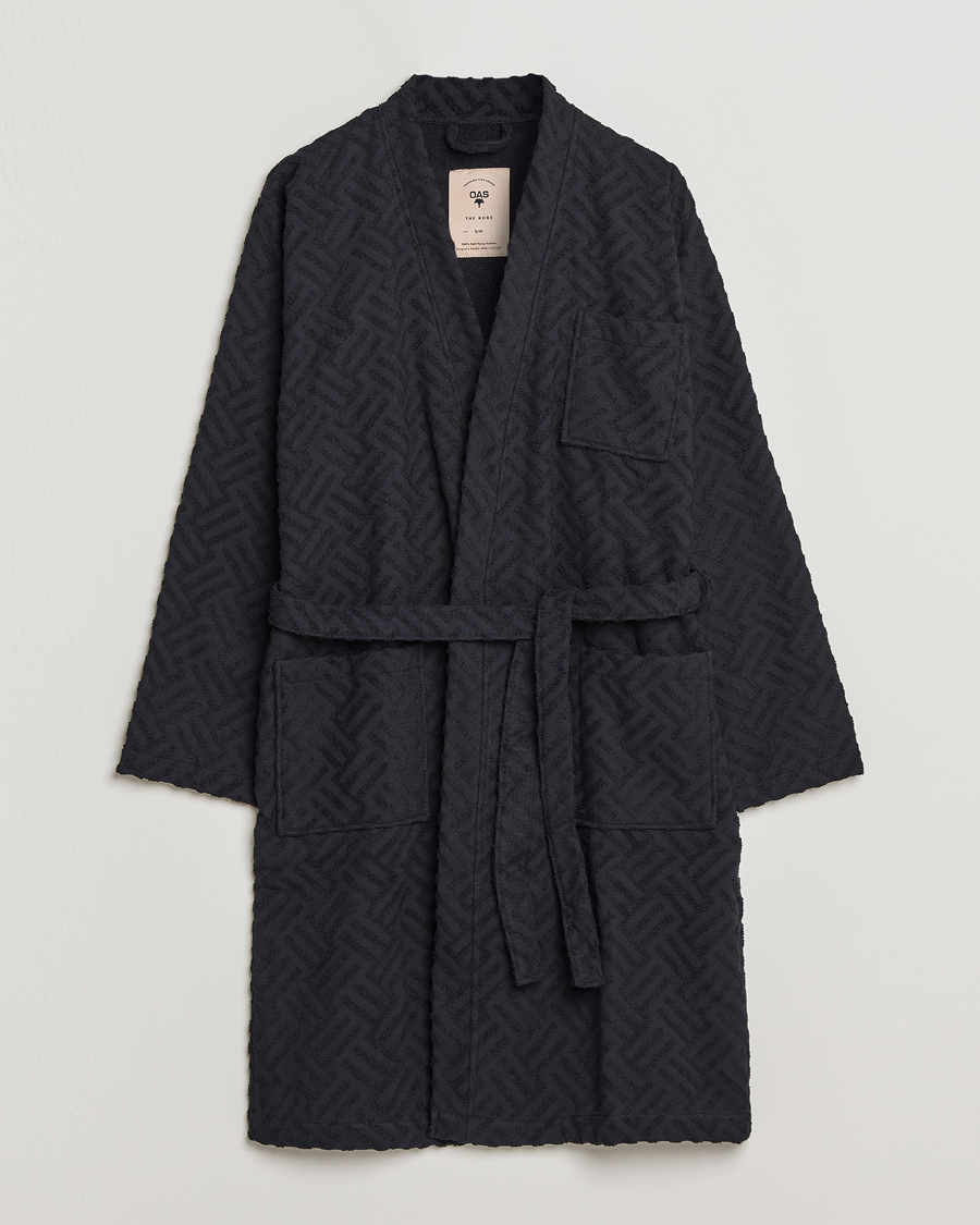 Herr | Pyjamas & Morgonrockar | OAS | Terry Robe Black Crossroad