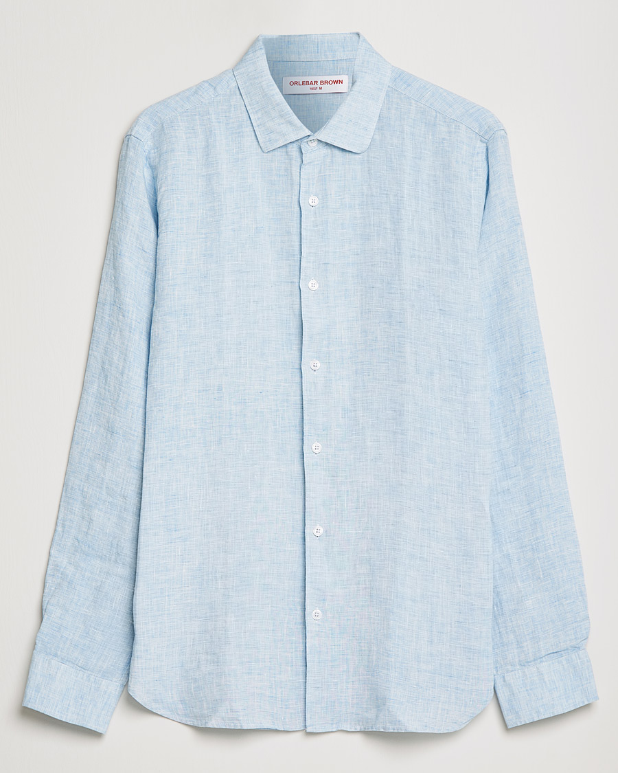 Herr | Skjortor | Orlebar Brown | Giles Linen CLS Shirt Pale Blue/White