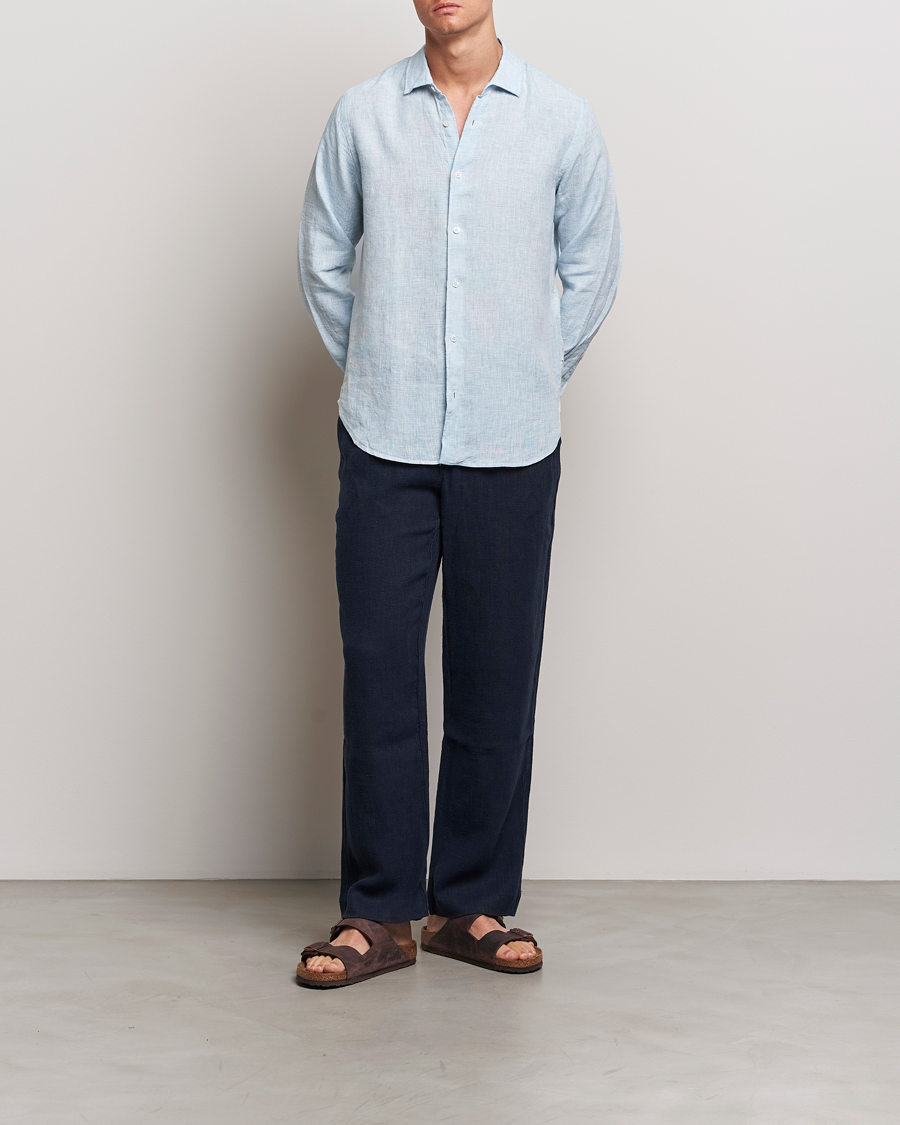 Herr | Skjortor | Orlebar Brown | Giles Linen CLS Shirt Pale Blue/White