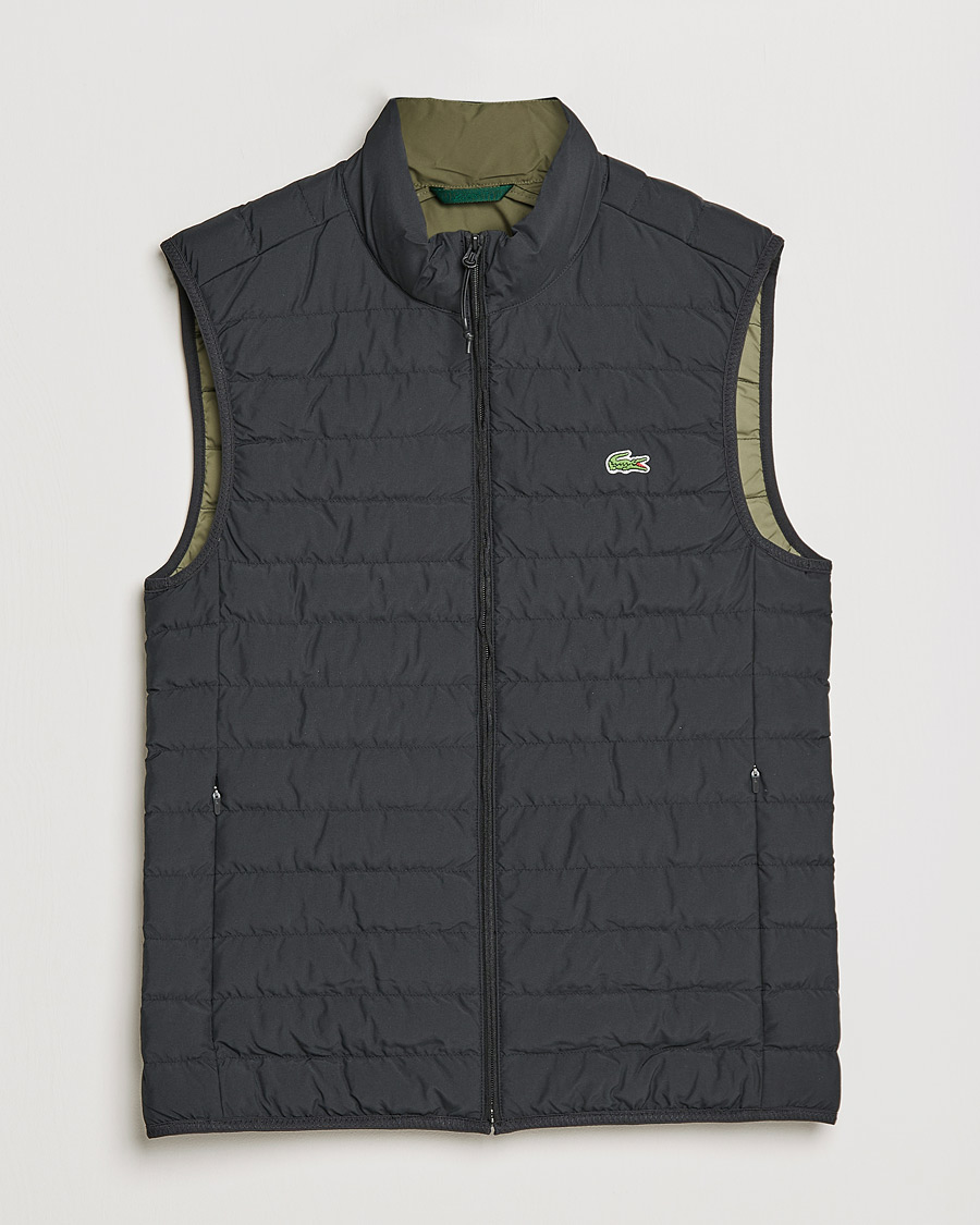 Herr | Västar | Lacoste | Lightweight Water-Resistant Quilted Zip Vest Black