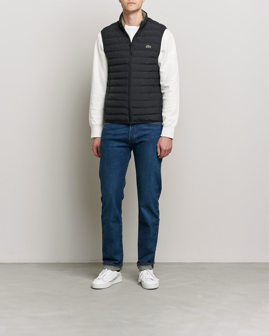 Herr | Västar | Lacoste | Lightweight Water-Resistant Quilted Zip Vest Black