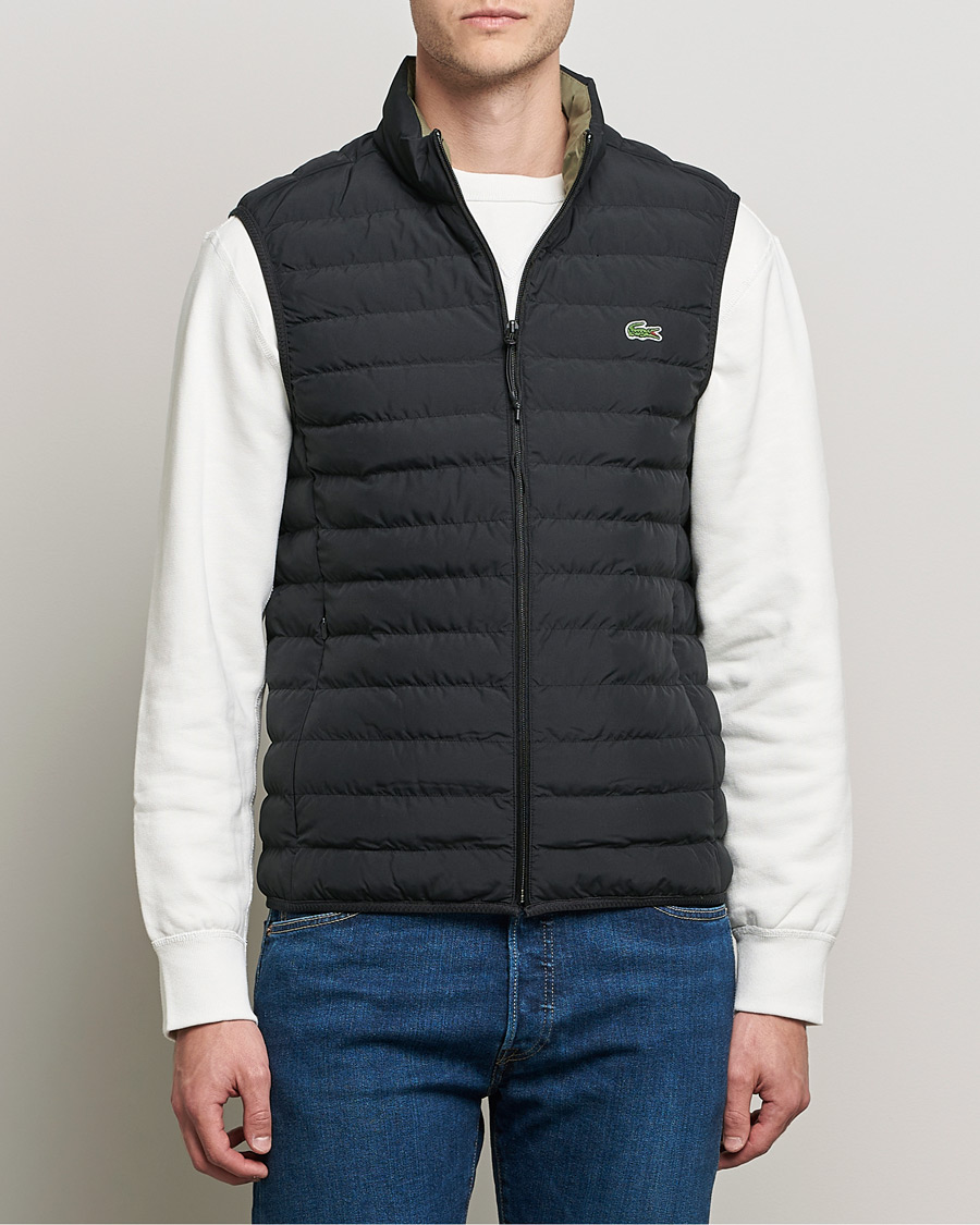 Herr | Västar | Lacoste | Lightweight Water-Resistant Quilted Zip Vest Black