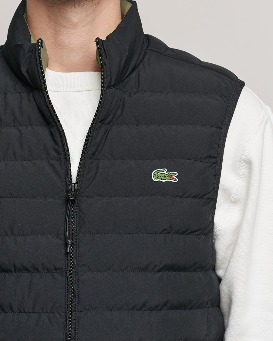 Herr | Västar | Lacoste | Lightweight Water-Resistant Quilted Zip Vest Black