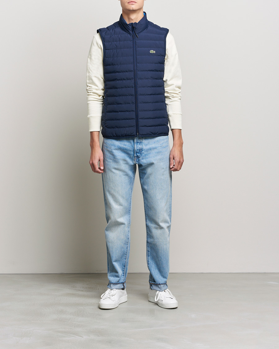 Herr | Västar | Lacoste | Lightweight Water-Resistant Quilted Zip Vest Navy Blue