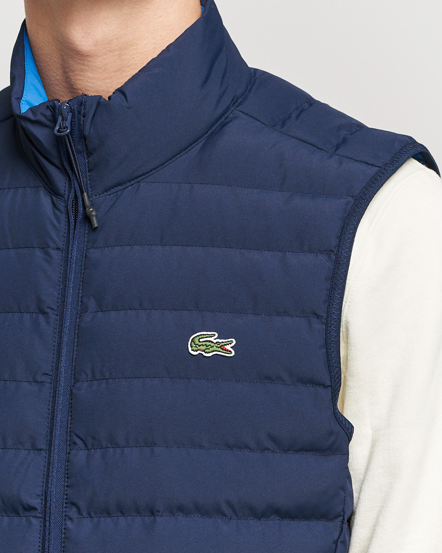 Herr | Västar | Lacoste | Lightweight Water-Resistant Quilted Zip Vest Navy Blue