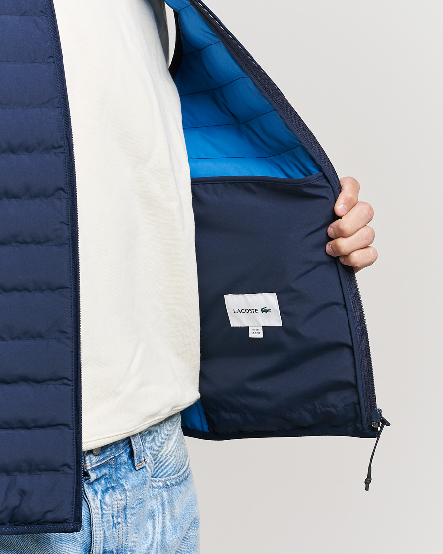 Herr | Västar | Lacoste | Lightweight Water-Resistant Quilted Zip Vest Navy Blue