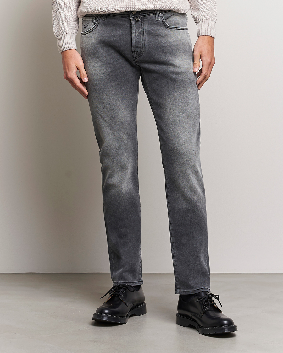 Herr | Grå jeans | Jacob Cohën | Nick 622 Slim Fit Stretch Jeans Black Medium Wash