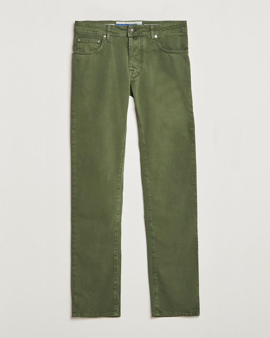 Herr | Byxor | Jacob Cohën | Bard Garment Dyed Gabardine Trousers Green