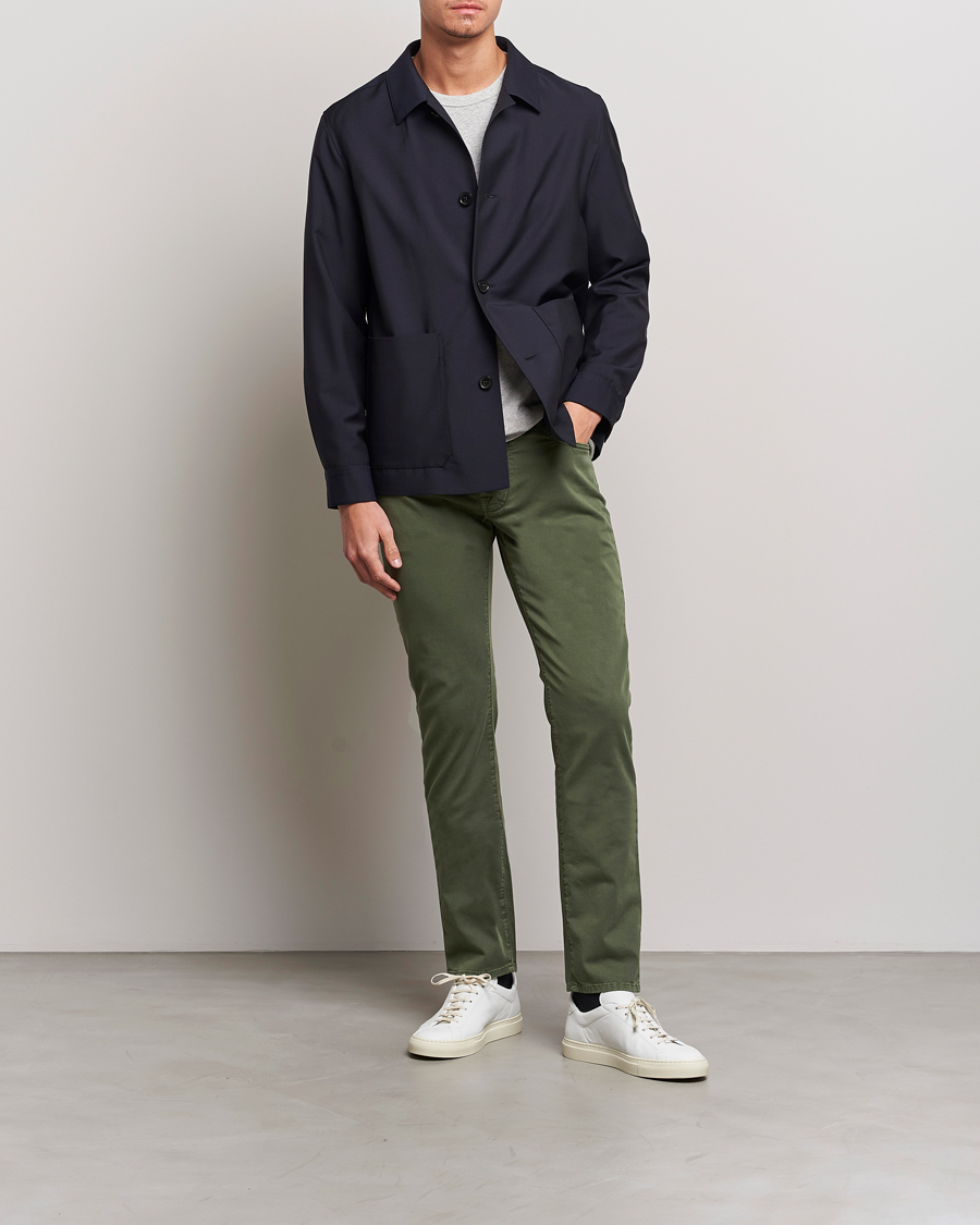 Herr | 5-ficksbyxor | Jacob Cohën | Bard Garment Dyed Gabardine Trousers Green