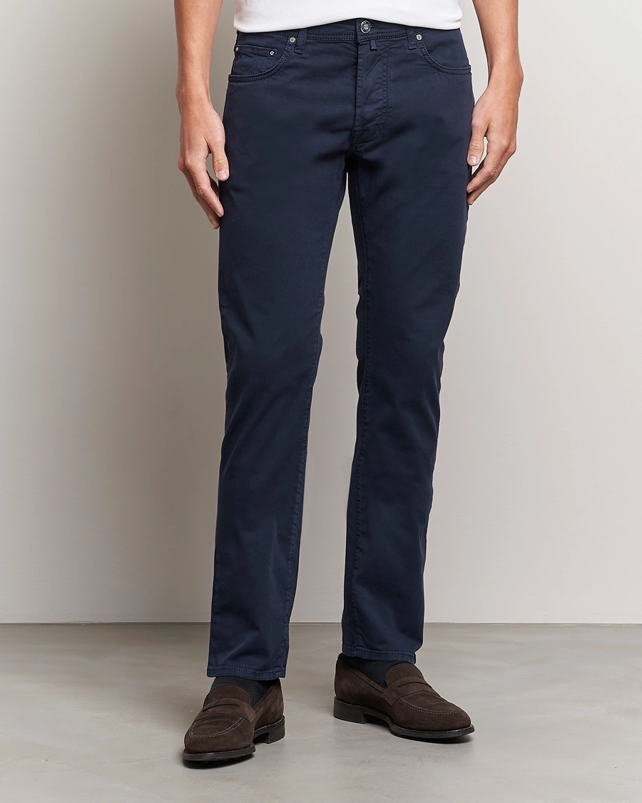 Herr | Avdelningar | Jacob Cohën | Bard Garment Dyed Gabardine Trousers Navy